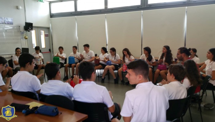 Students drumming circle